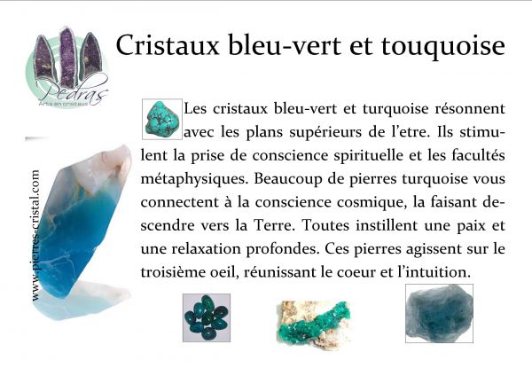 Les cristaux bleu-vert et turquoise