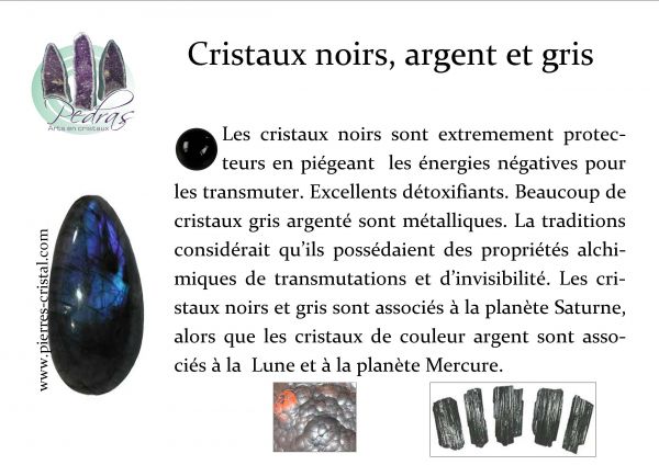 Cristaux noirs, argent et gris